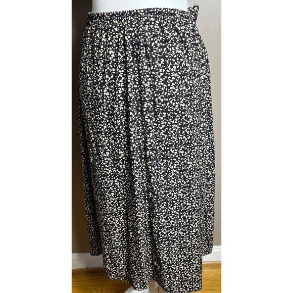 Urban Romantics Skirt Wrap Midi Black Beige Rayon A-line Womens M - Picture 3 of 8